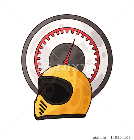 illustration of motorcycle helmet with speedometer 130394108