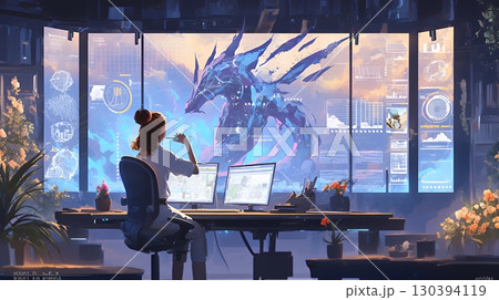 キャラクターデザイン開発をしている女性