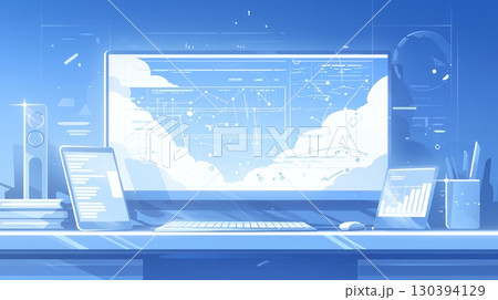計量解析を行っているビジネスパーソンのデスクトップ