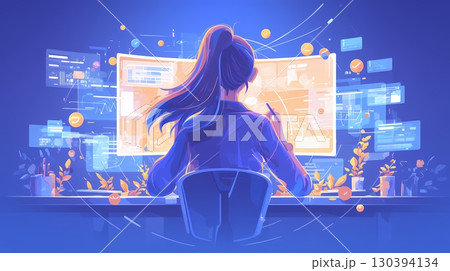綿密なビジネス戦略を練っている女性