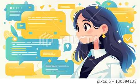 同時に多くの質問に返答をしている女性