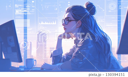 PCで資料作りをしている若い女性 130394151