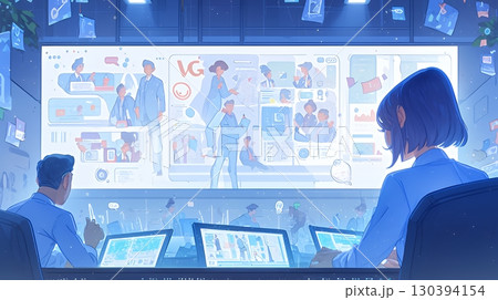 チームでマーケットデータ解析を行っているビジネスパーソン