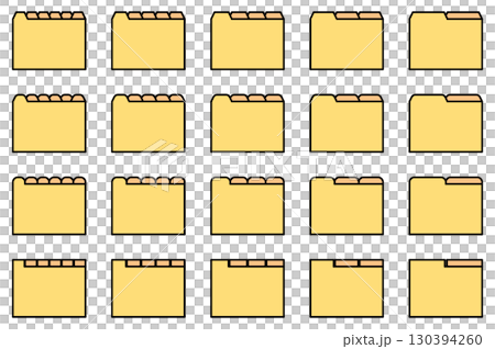 Vector illustration set of folder and binder icons of various shapes 130394260