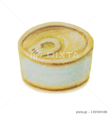 A canned food. The oil pastel painting of tuna fish tinned food hand drawn illustration isolated on white background. A canned food. The oil pastel painting of tuna fish tinned food hand drawn illustration isolated on white background. 130394386