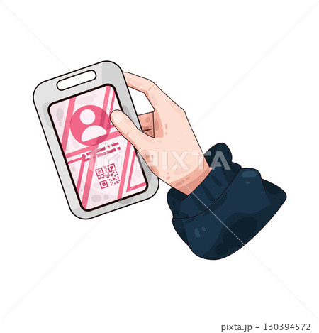 illustration of Hand Holding ID Card illustration of Hand Holding ID Card 130394572