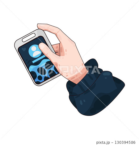 illustration of Hand Holding ID Card 130394586