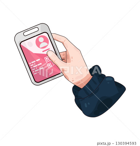 illustration of Hand Holding ID Card illustration of Hand Holding ID Card 130394593
