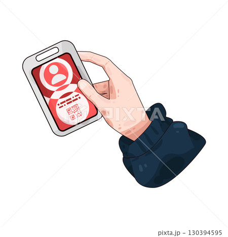 illustration of Hand Holding ID Card illustration of Hand Holding ID Card 130394595
