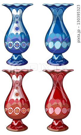 Set of Decorative Blue and Red Ornamental Vases Set of Decorative Blue and Red Ornamental Vases 130395323