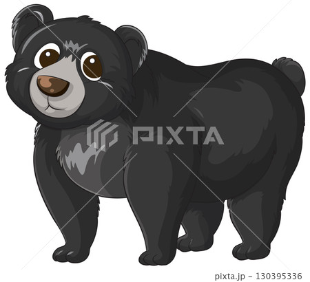 Cute Cartoon Black Bear Standing and Smiling Cute Cartoon Black Bear Standing and Smiling 130395336