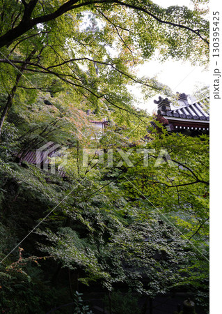 秋の気配が感じられる京都の仏教寺院の境内 130395425