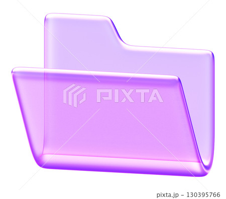 Minimal 3D glass style folder shape in purple and blue gradient. Great for abstract design, modern UI, and creative decoration 130395766
