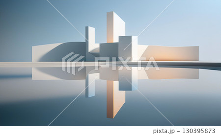 ミニマリスト建築,シンプルなデザイン,幾何学的なデザイン,Generative AI,AI画像 130395873