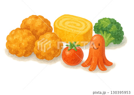 お弁当のおかずセットイラスト 130395953