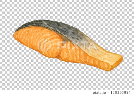 Grilled salmon illustration for lunch box 130395954