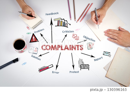 COMPLAINTS Concept. The meeting at the white office table 130396163