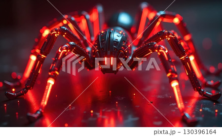 Robotic Arachnid with Advanced Futuristic Glow and Shiny Armor Design 130396164