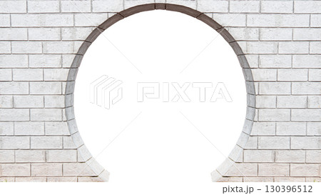 Background and texture free sapce in the center. A circular archway made of white bricks. Background and texture free sapce in the center. A circular archway made of white bricks. 130396512