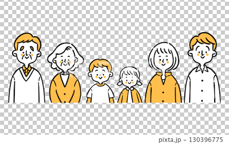 Three generations of family upper body vector (orange) 130396775