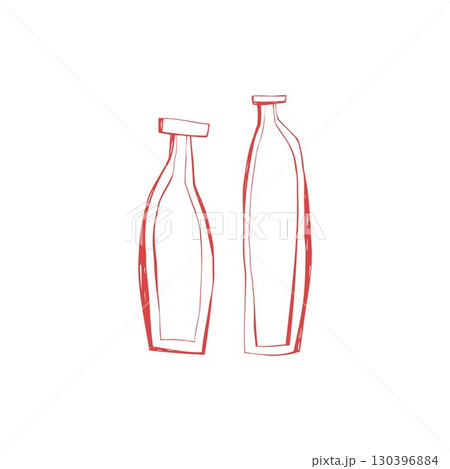 Hand drawn doodle sketch slim potion bottles vintage glassware for halloween witchcraft spooky alchemy and fantasy design Hand drawn doodle sketch slim potion bottles vintage glassware for halloween witchcraft spooky alchemy and fantasy design 130396884