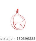 Hand drawn doodle sketch round potion bottle with bubbles halloween witchcraft vintage alchemy jar for spooky fantasy projects 130396888