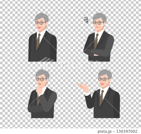 穿著西裝、表情各異的老年男士 130397002