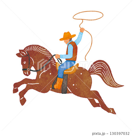 馬に乗ったカウボーイ　cowboy　horse 130397032