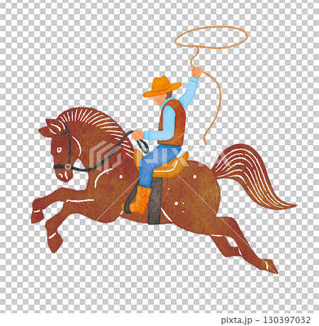 馬に乗ったカウボーイ　cowboy　horse 130397032