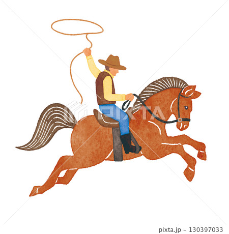 馬に乗ったカウボーイ　cowboy　horse 130397033