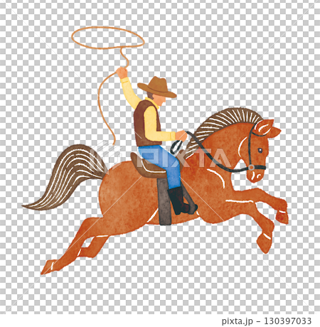 馬に乗ったカウボーイ　cowboy　horse 130397033