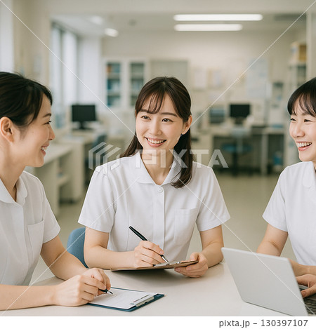 ミーティングするナース 130397107