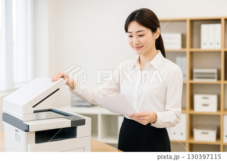 コピーをする女性社員 コピーをする女性社員 130397115