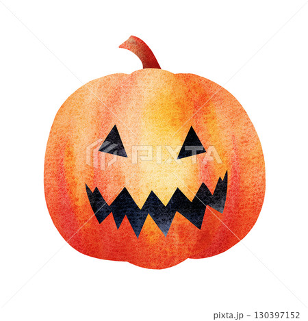 水彩風ジャックオーランタンのハロウィンイラスト 水彩風ジャックオーランタンのハロウィンイラスト 130397152