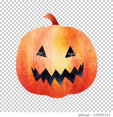 水彩風ジャックオーランタンのハロウィンイラスト 水彩風ジャックオーランタンのハロウィンイラスト 130397152