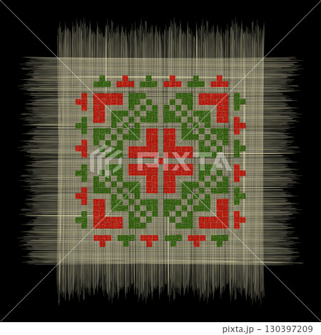 Romanian embroidery vector motif, symbol 7 130397209
