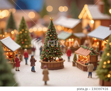 ミニチュア　クリスマスマーケット　クリスマス　街並み　イメージ 130397416