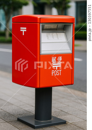 現代の赤い郵便ポスト(日本・日常風景) 現代の赤い郵便ポスト(日本・日常風景) 130397551