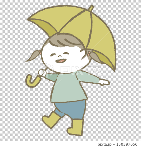 穿雨靴打傘的小女孩 穿雨靴打傘的小女孩 130397650