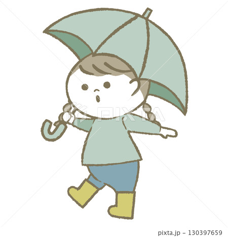 傘を持って長靴をはいた子供 女の子 傘を持って長靴をはいた子供 女の子 130397659