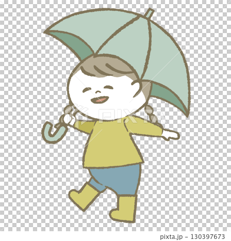 穿雨靴打傘的小女孩 穿雨靴打傘的小女孩 130397673