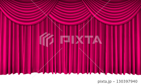 Pink stage curtain, empty theater, opera or cinema. 130397940