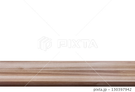 Empty wooden table top for product display. 130397942
