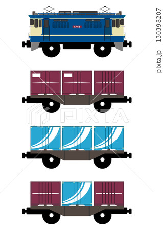 おもちゃ風EF65形電気機関車とコンテナの組み合わせセット 130398207