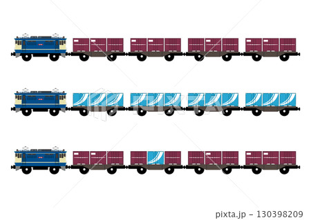 おもちゃ風EF65形電気機関車がコンテナをひくイラストセット2 おもちゃ風EF65形電気機関車がコンテナをひくイラストセット2 130398209