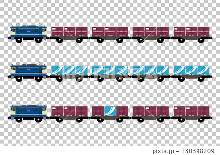 おもちゃ風EF65形電気機関車がコンテナをひくイラストセット2 おもちゃ風EF65形電気機関車がコンテナをひくイラストセット2 130398209