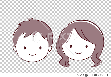 Loose touch illustration of young men and women's faces 130398361