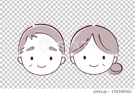 ゆるいタッチ 高齢の男女の顔のイラスト ゆるいタッチ 高齢の男女の顔のイラスト 130398362