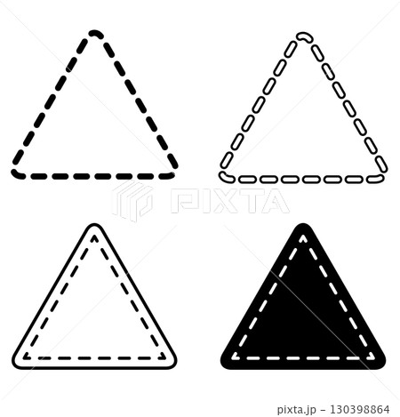 破線と三角形を組み合わせた幾何学シンボルセット 130398864