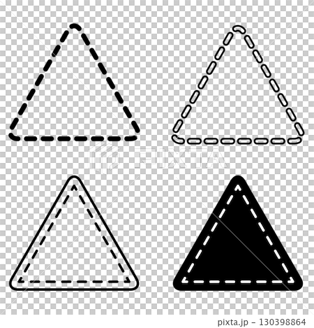 破線と三角形を組み合わせた幾何学シンボルセット 130398864